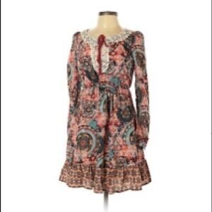 Elf Sack ruffle and crochet boho gypsy dress, L